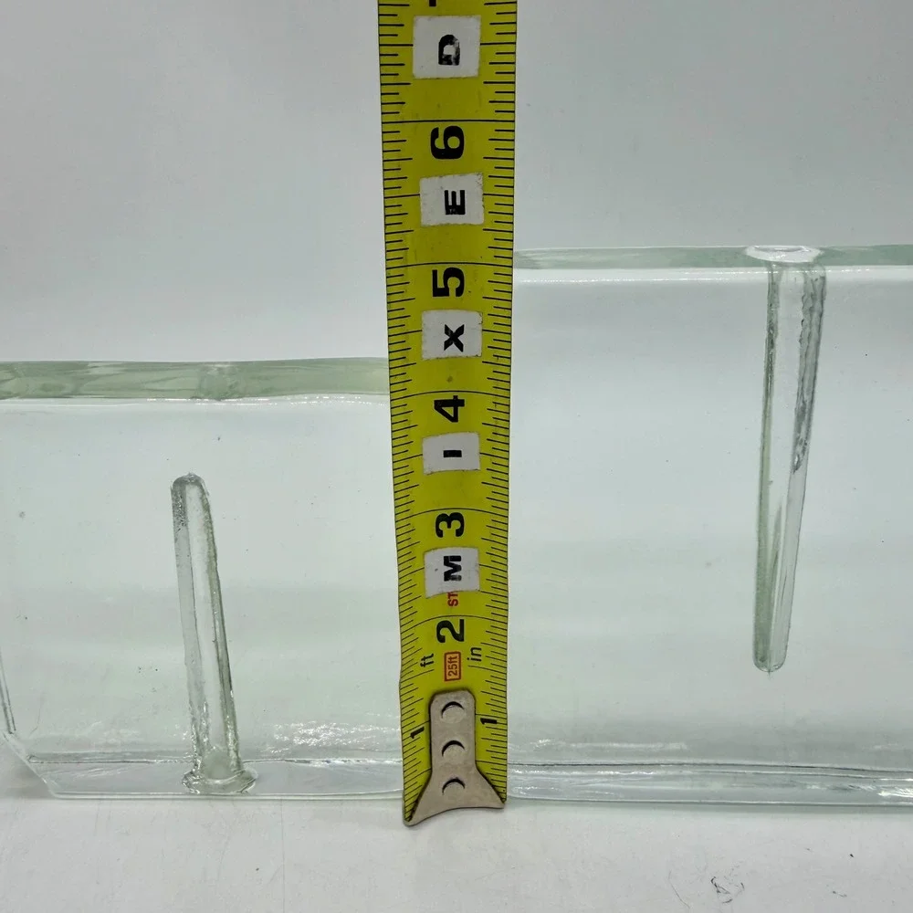 Set of 2 Square Glass Block Bud Vases Minimalist Green Tint Chipped Good